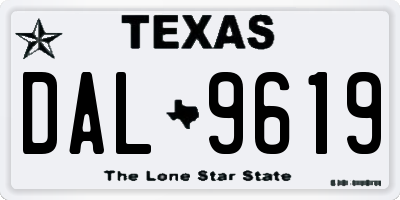 TX license plate DAL9619