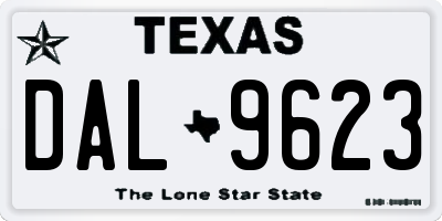 TX license plate DAL9623