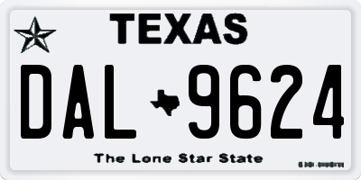 TX license plate DAL9624
