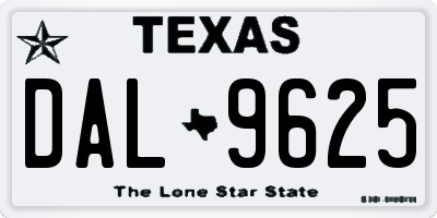 TX license plate DAL9625