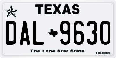 TX license plate DAL9630