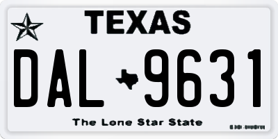 TX license plate DAL9631