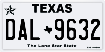 TX license plate DAL9632