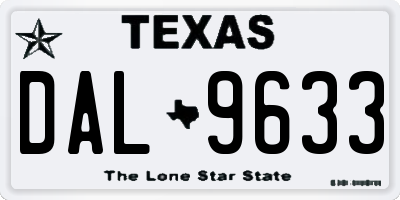 TX license plate DAL9633
