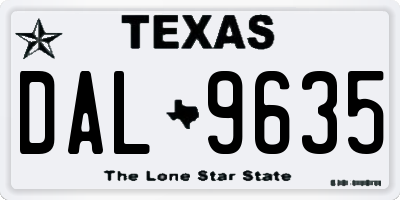 TX license plate DAL9635