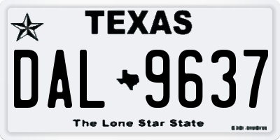 TX license plate DAL9637
