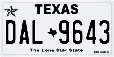 TX license plate DAL9643