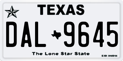 TX license plate DAL9645