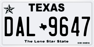 TX license plate DAL9647