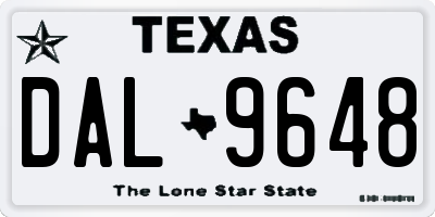 TX license plate DAL9648