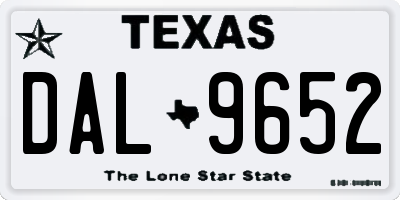 TX license plate DAL9652