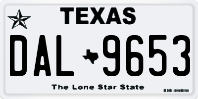 TX license plate DAL9653