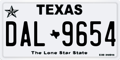 TX license plate DAL9654