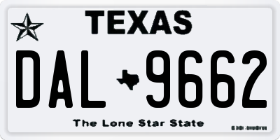 TX license plate DAL9662