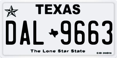 TX license plate DAL9663