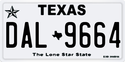 TX license plate DAL9664