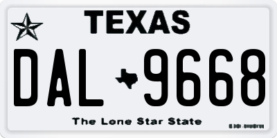 TX license plate DAL9668