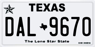 TX license plate DAL9670