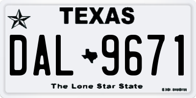 TX license plate DAL9671