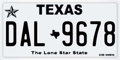 TX license plate DAL9678