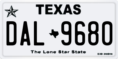 TX license plate DAL9680