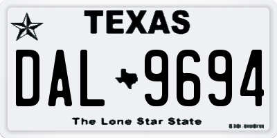 TX license plate DAL9694