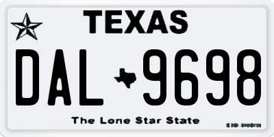 TX license plate DAL9698