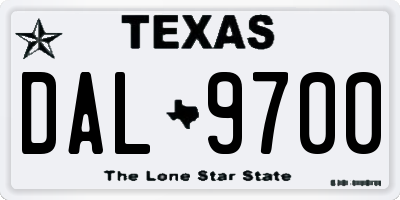 TX license plate DAL9700