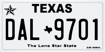 TX license plate DAL9701
