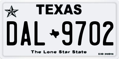 TX license plate DAL9702
