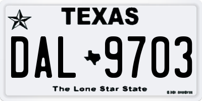 TX license plate DAL9703