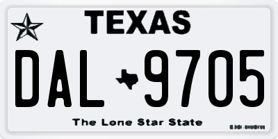 TX license plate DAL9705