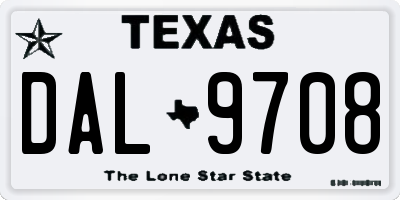 TX license plate DAL9708