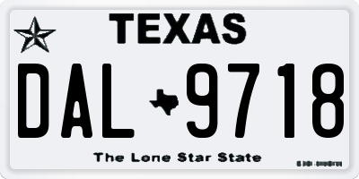 TX license plate DAL9718