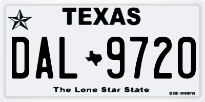 TX license plate DAL9720