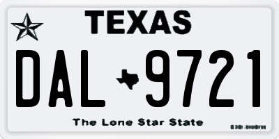TX license plate DAL9721