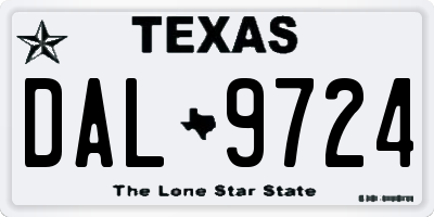TX license plate DAL9724