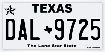 TX license plate DAL9725