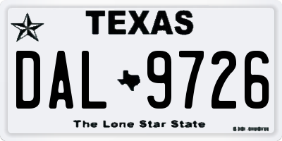 TX license plate DAL9726