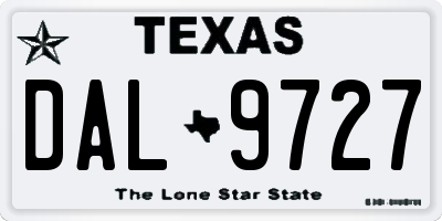 TX license plate DAL9727
