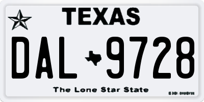 TX license plate DAL9728