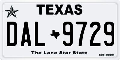 TX license plate DAL9729