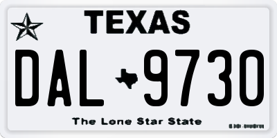 TX license plate DAL9730