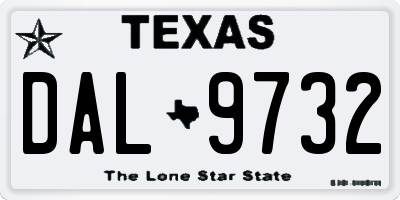 TX license plate DAL9732