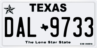 TX license plate DAL9733
