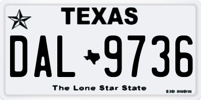 TX license plate DAL9736