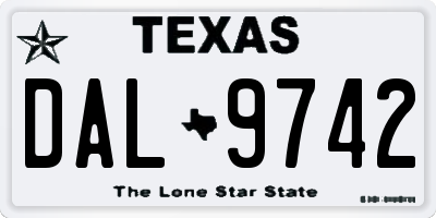 TX license plate DAL9742
