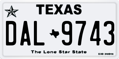TX license plate DAL9743