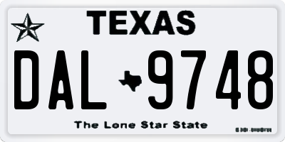 TX license plate DAL9748