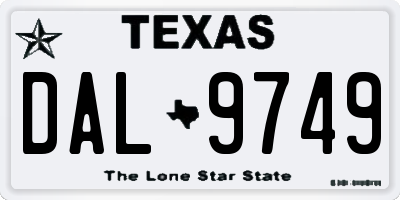 TX license plate DAL9749
